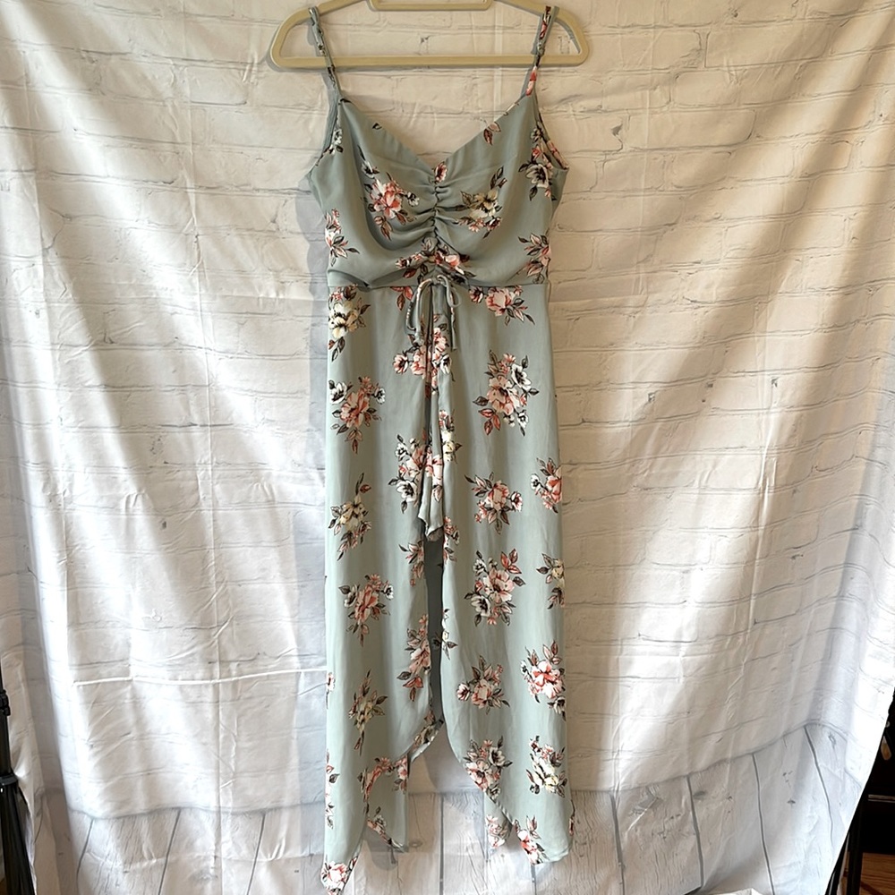 High lo flowered romper/dress style.  Very pretty. Perfect for summer nights.